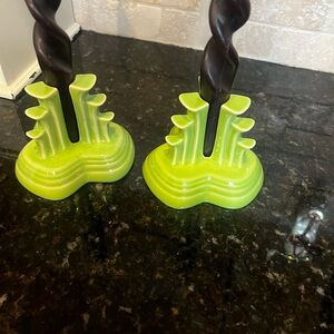 Vintage Fiesta Vibrant Green Candle Holders.